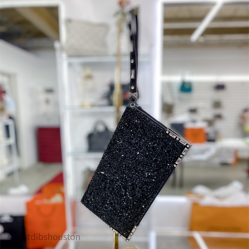 Amuze Zoe Zip Wristlet Clutch Swarovski Crystals